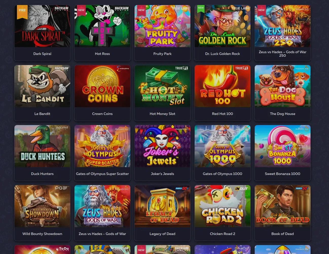 Goatspins Casino Login-Bereich und Spielübersicht